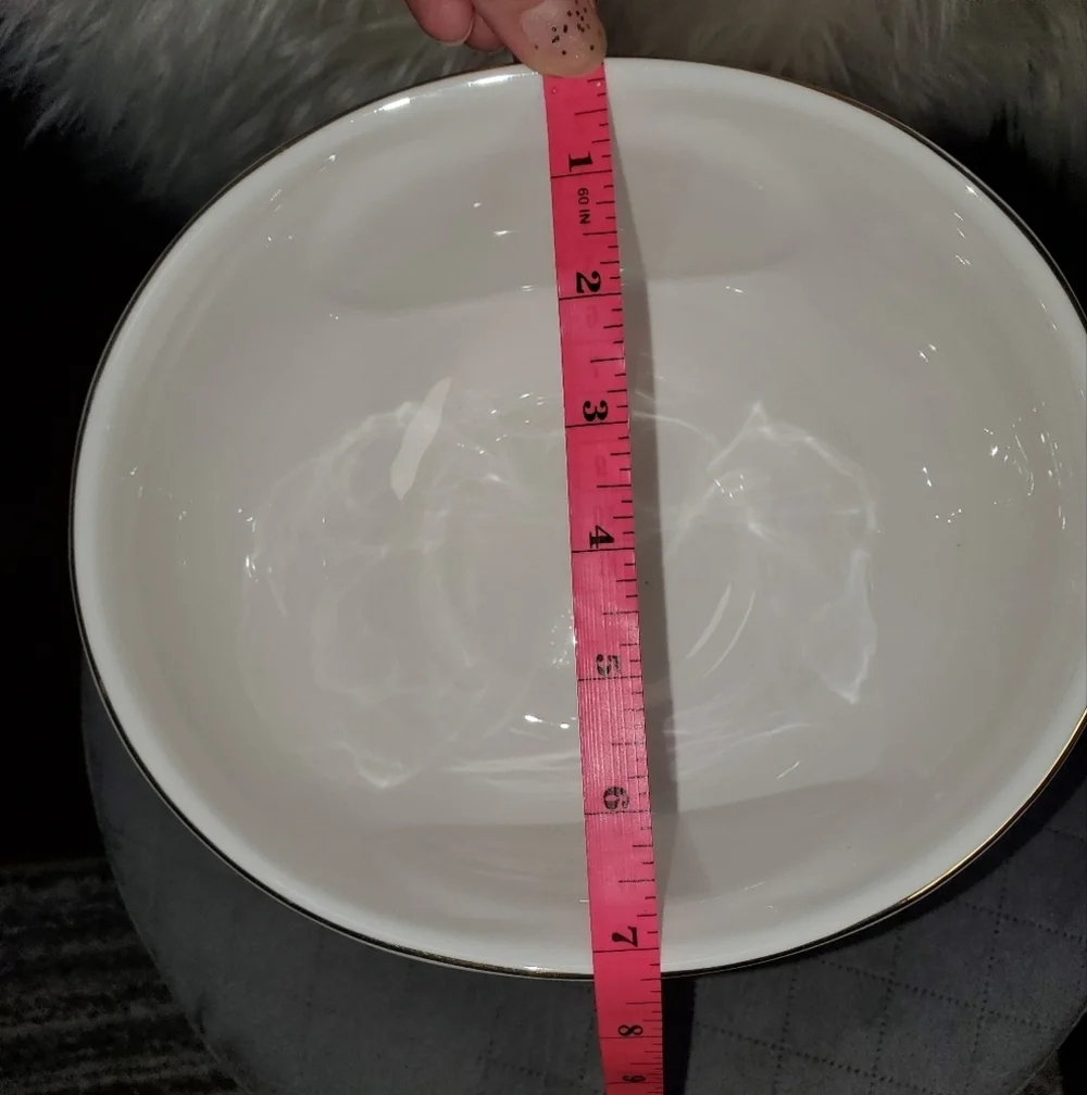 Thomas Kinkade White and Gold Decorative Bowl